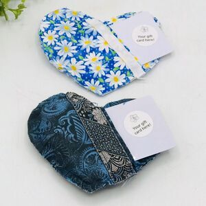 Set of 2 Fabric Pillow Gift Card Holders in Blue Paisley, Blue Daisy, 5x4 Inches